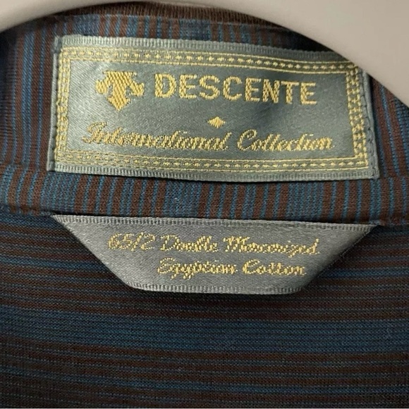 Descente Polo Size XL Blue Brown Short Sleeve  Collared Neckline ButtonDown - Picture 2 of 6